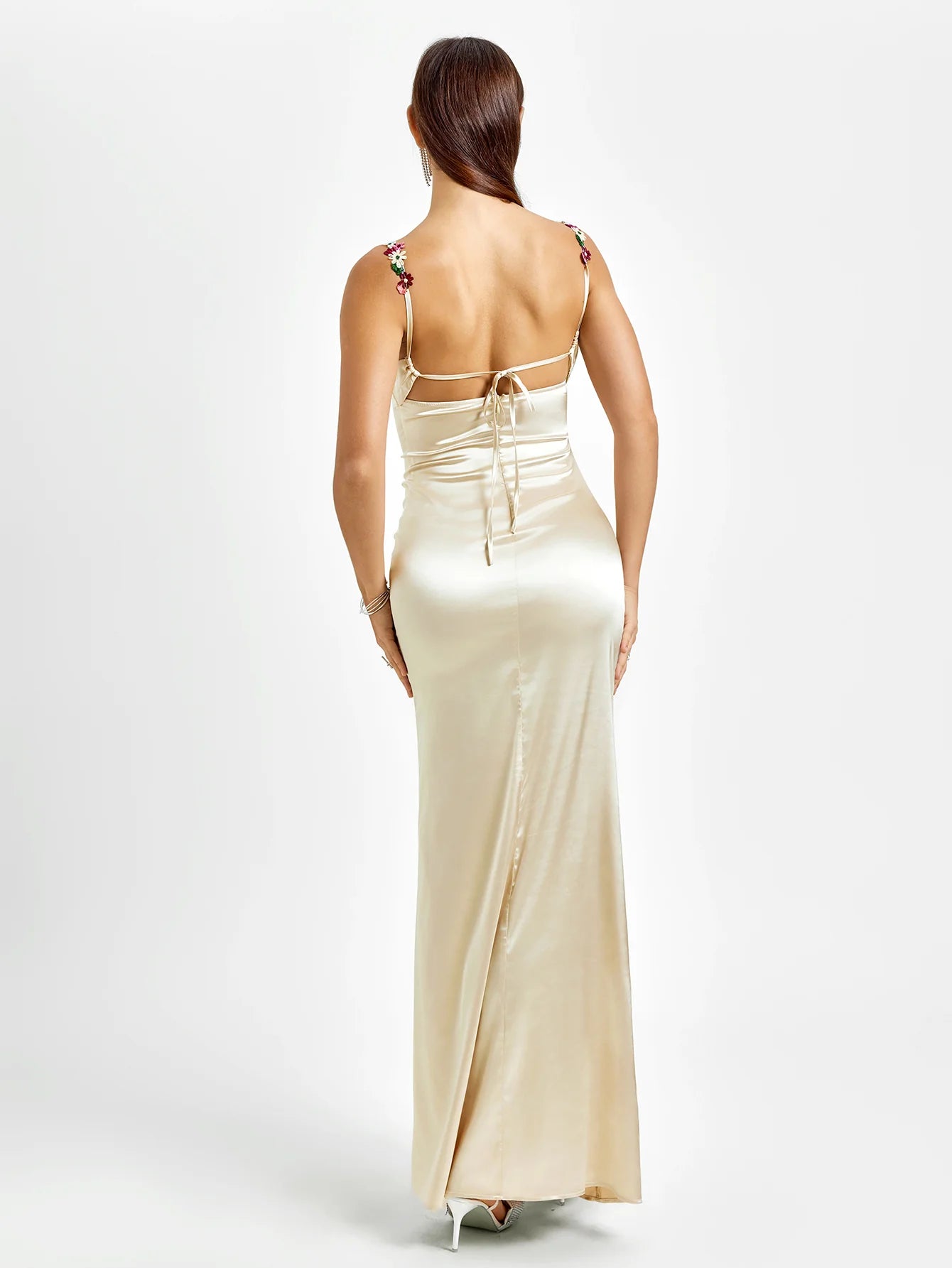 The Midnight Hour Dress – Sculpted Satin with Crystal Detail