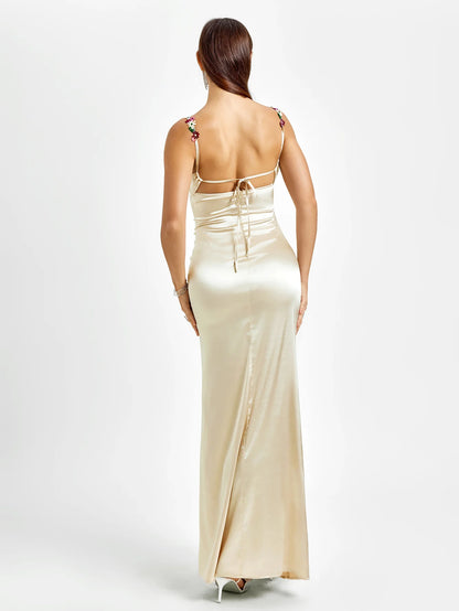 The Midnight Hour Dress – Sculpted Satin with Crystal Detail