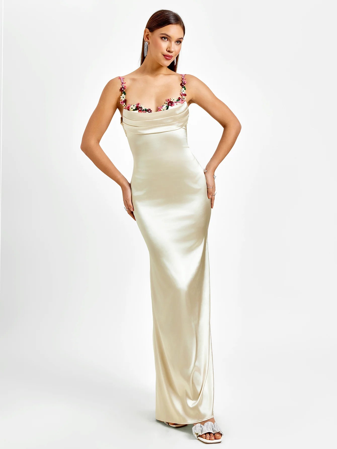 The Midnight Hour Dress – Sculpted Satin with Crystal Detail